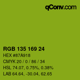 Color code: RGB 135 169 24 | qconv.com