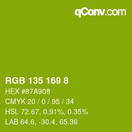 カラーコード: RGB 135 169 8 | qconv.com