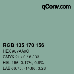 Color code: RGB 135 170 156 | qconv.com