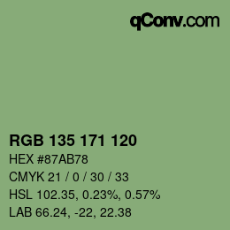 颜色代码: RGB 135 171 120 | qconv.com