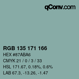 颜色代码: RGB 135 171 166 | qconv.com