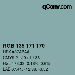 Color code: RGB 135 171 170 | qconv.com