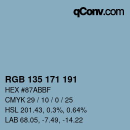 Color code: RGB 135 171 191 | qconv.com