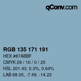 Color code: RGB 135 171 191 | qconv.com