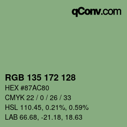 颜色代码: RGB 135 172 128 | qconv.com