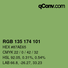 Color code: RGB 135 174 101 | qconv.com