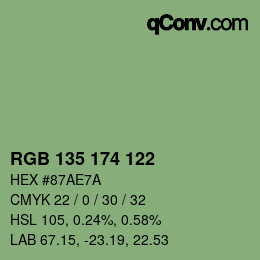 Código de color: RGB 135 174 122 | qconv.com