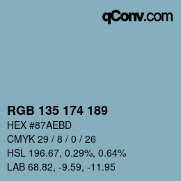 颜色代码: RGB 135 174 189 | qconv.com
