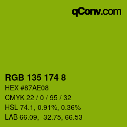 カラーコード: RGB 135 174 8 | qconv.com