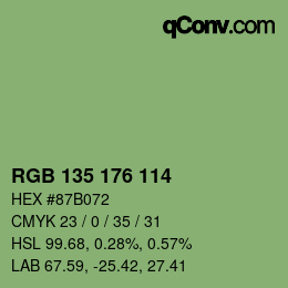Color code: RGB 135 176 114 | qconv.com