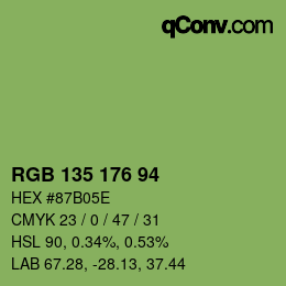 颜色代码: RGB 135 176 94 | qconv.com