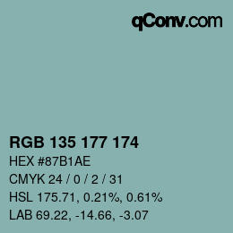 Color code: RGB 135 177 174 | qconv.com