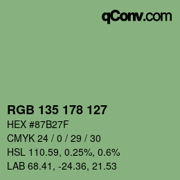 Color code: RGB 135 178 127 | qconv.com