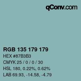 カラーコード: RGB 135 179 179 | qconv.com