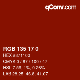 Color code: RGB 135 17 0 | qconv.com