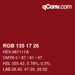 Color code: RGB 135 17 26 | qconv.com