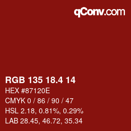 カラーコード: RGB 135 18.4 14 | qconv.com