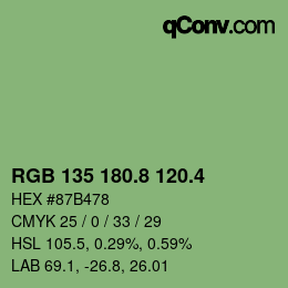 カラーコード: RGB 135 180.8 120.4 | qconv.com