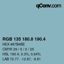 カラーコード: RGB 135 180.8 190.4 | qconv.com