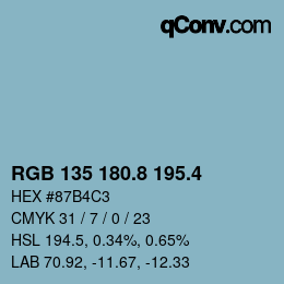 カラーコード: RGB 135 180.8 195.4 | qconv.com