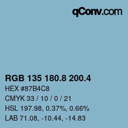 カラーコード: RGB 135 180.8 200.4 | qconv.com