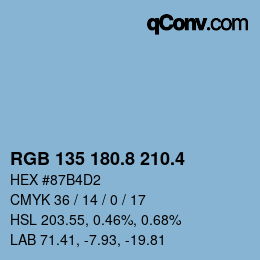 カラーコード: RGB 135 180.8 210.4 | qconv.com