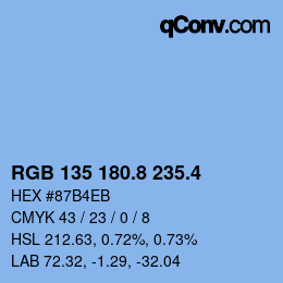 カラーコード: RGB 135 180.8 235.4 | qconv.com