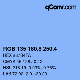 カラーコード: RGB 135 180.8 250.4 | qconv.com