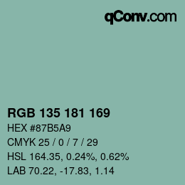Código de color: RGB 135 181 169 | qconv.com