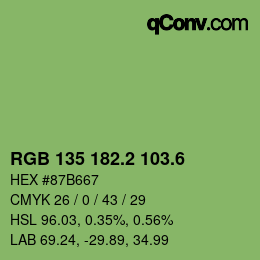 カラーコード: RGB 135 182.2 103.6 | qconv.com