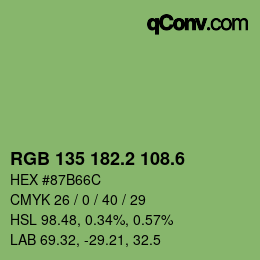 カラーコード: RGB 135 182.2 108.6 | qconv.com