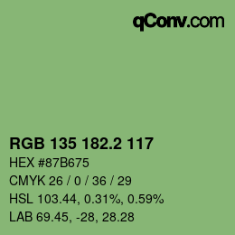 カラーコード: RGB 135 182.2 117 | qconv.com