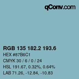 カラーコード: RGB 135 182.2 193.6 | qconv.com