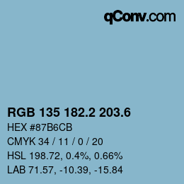 カラーコード: RGB 135 182.2 203.6 | qconv.com