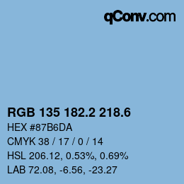 カラーコード: RGB 135 182.2 218.6 | qconv.com