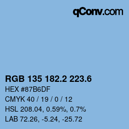 カラーコード: RGB 135 182.2 223.6 | qconv.com