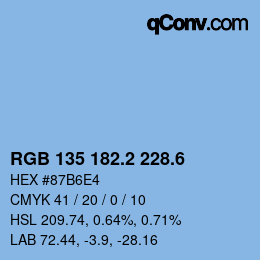 カラーコード: RGB 135 182.2 228.6 | qconv.com