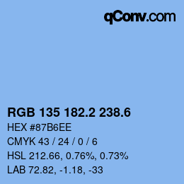 カラーコード: RGB 135 182.2 238.6 | qconv.com