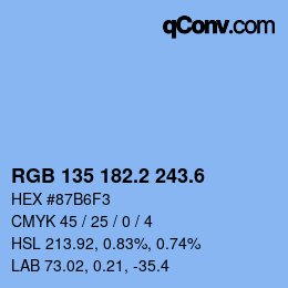 カラーコード: RGB 135 182.2 243.6 | qconv.com