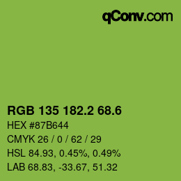 カラーコード: RGB 135 182.2 68.6 | qconv.com