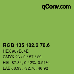 カラーコード: RGB 135 182.2 78.6 | qconv.com