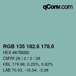 カラーコード: RGB 135 182.6 178.6 | qconv.com