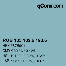 カラーコード: RGB 135 182.6 193.6 | qconv.com