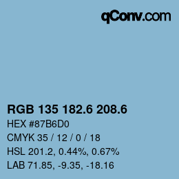 カラーコード: RGB 135 182.6 208.6 | qconv.com