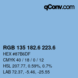カラーコード: RGB 135 182.6 223.6 | qconv.com