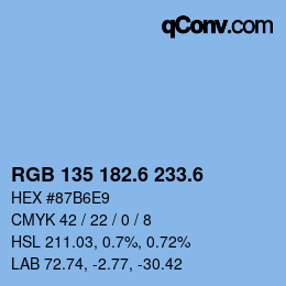 カラーコード: RGB 135 182.6 233.6 | qconv.com