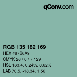 カラーコード: RGB 135 182 169 | qconv.com