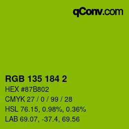 カラーコード: RGB 135 184 2 | qconv.com