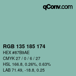 Farbcode: RGB 135 185 174 | qconv.com