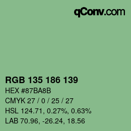 Color code: RGB 135 186 139 | qconv.com